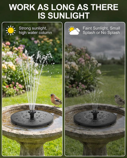JNOEC Solar Fountain, Solar Bird Bath Fountains Pump with 6 Nozzles, 2026 Upgraded Free Standing Floating Solar Powered Water Fountain Pump for Bird Bath, Garden, Pond, Pool and Outdoor