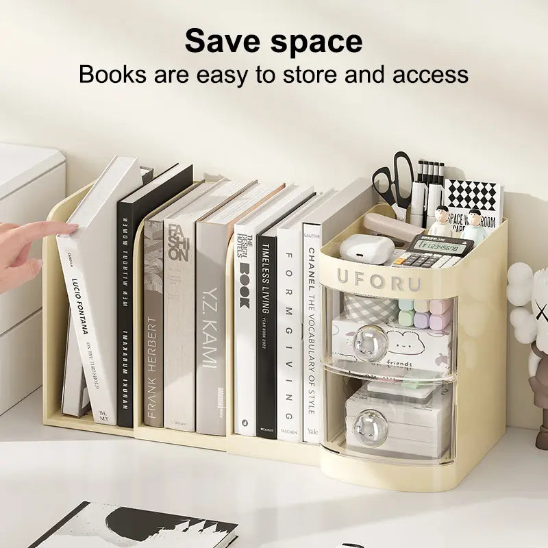 Adjustable Bookshelf Desktop,Organizer Box Book Stand,Office File Storage Student Drawer,Kids Pen Holder with Shelves and Compartments Desk Tidy Stationery Supplies