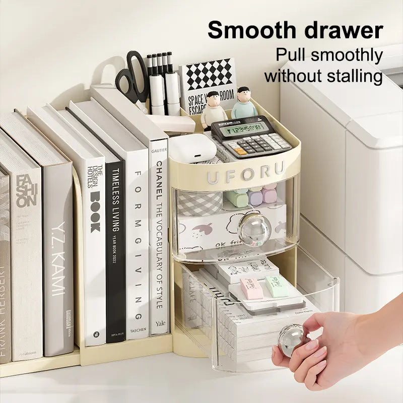 Adjustable Bookshelf Desktop,Organizer Box Book Stand,Office File Storage Student Drawer,Kids Pen Holder with Shelves and Compartments Desk Tidy Stationery Supplies