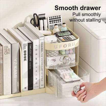 Adjustable Bookshelf Desktop,Organizer Box Book Stand,Office File Storage Student Drawer,Kids Pen Holder with Shelves and Compartments Desk Tidy Stationery Supplies