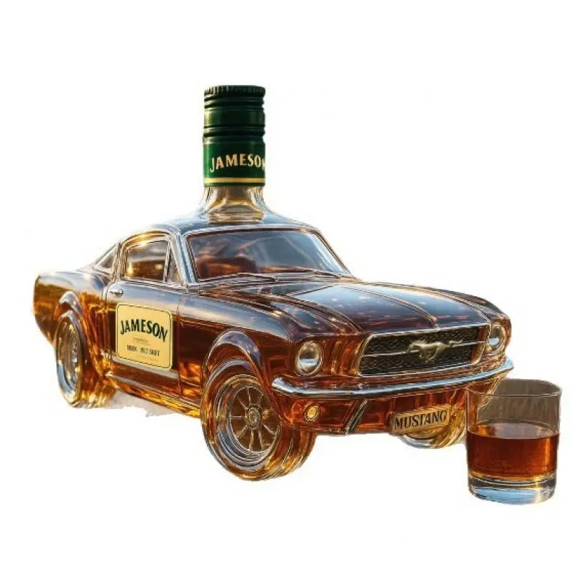Creative Ford Mustang Whiskey Decanter, Glass Bottle in Car Shape, Perfect Gift for Men, Unique Whiskey Bottle Design