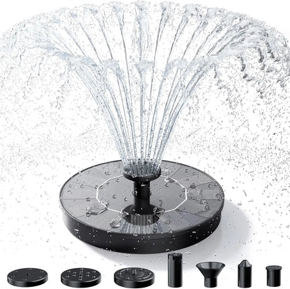 JNOEC Solar Fountain, Solar Bird Bath Fountains Pump with 6 Nozzles, 2026 Upgraded Free Standing Floating Solar Powered Water Fountain Pump for Bird Bath, Garden, Pond, Pool and Outdoor